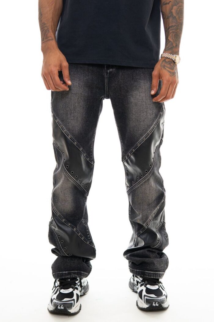 Pantalon Vicious 'Relaxed Straight Leather' (VC5003 BLACK)