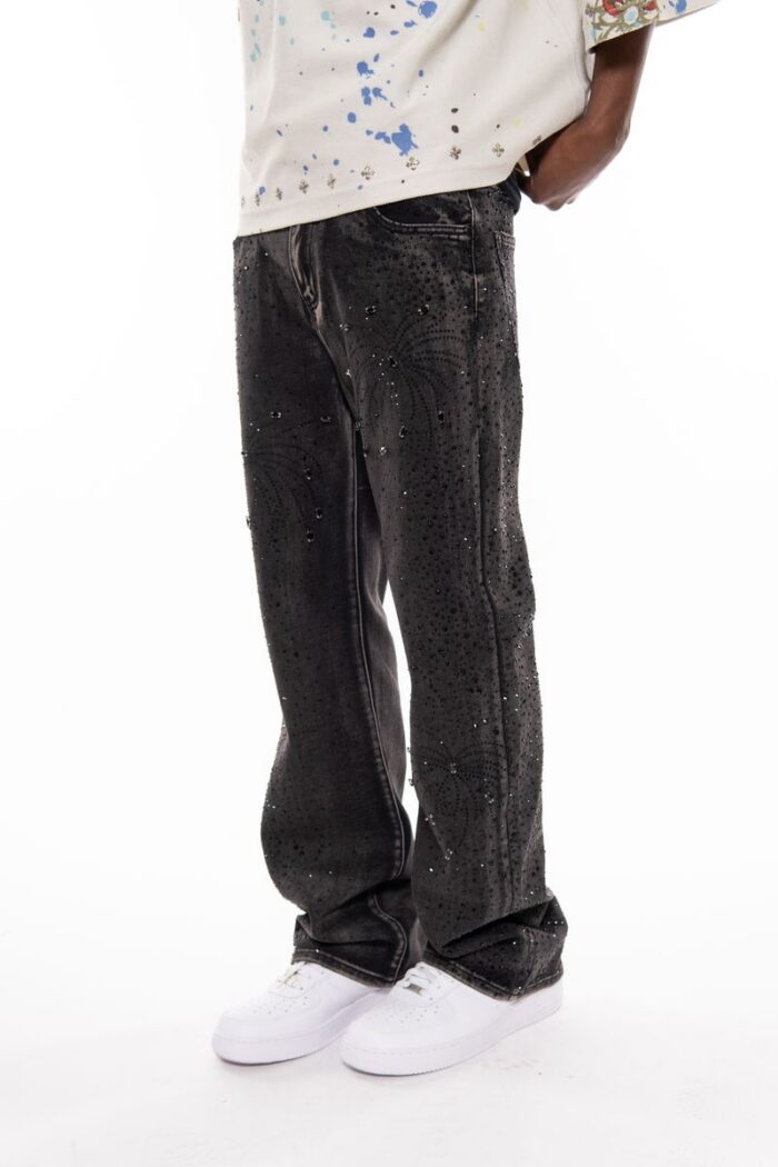 Pantalon Vicious 'Embellished Rhinestone Denim Relaxed' VC952