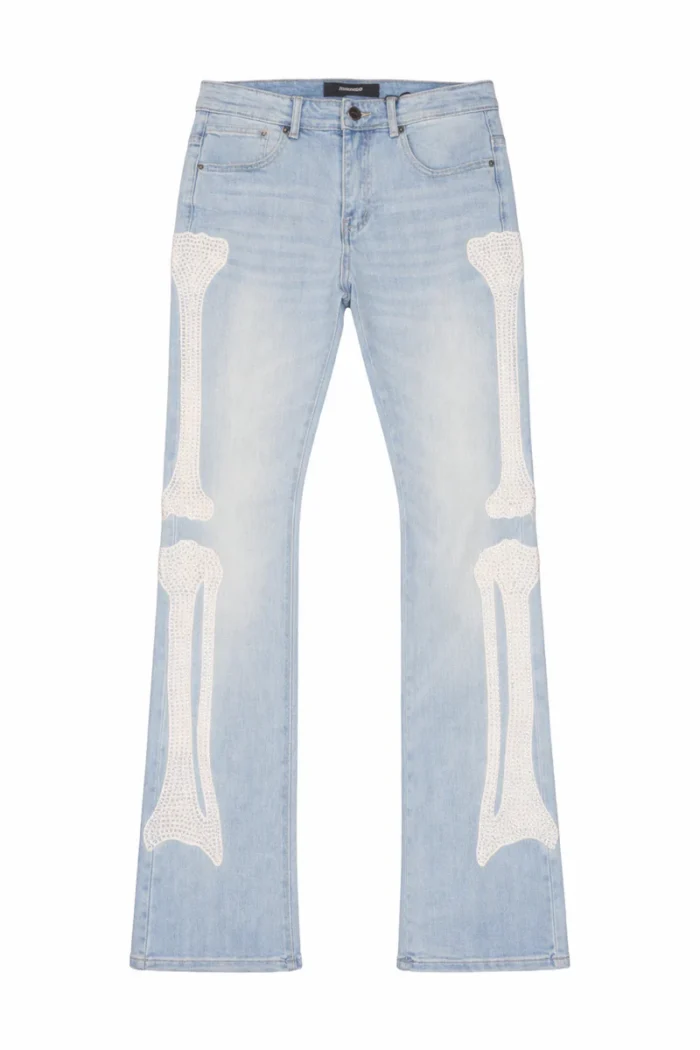 Pantalon Kindred Clothing 'Skeleton Rhinestone' Light Blue